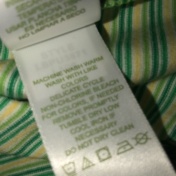 Liz Golf Sleeveless‎ Top Petite Small PS SP Green Dots Stripes - Picture 12 of 15